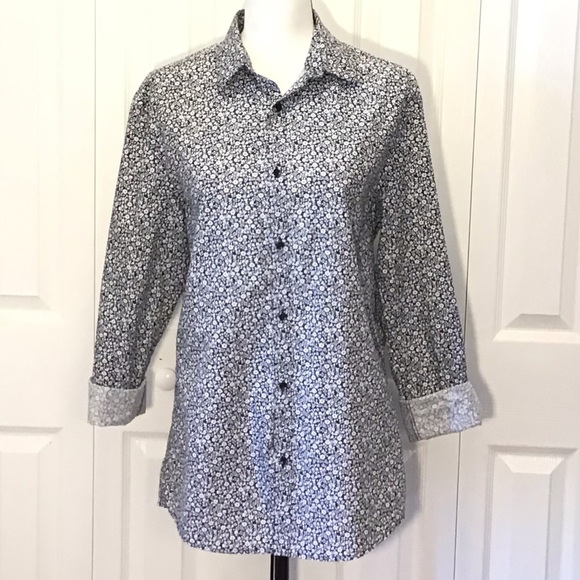 NWOT H&M Womens Slim Fit Ditsy Floral Print Long Sleeve Button Up Top Size Med - Picture 3 of 8